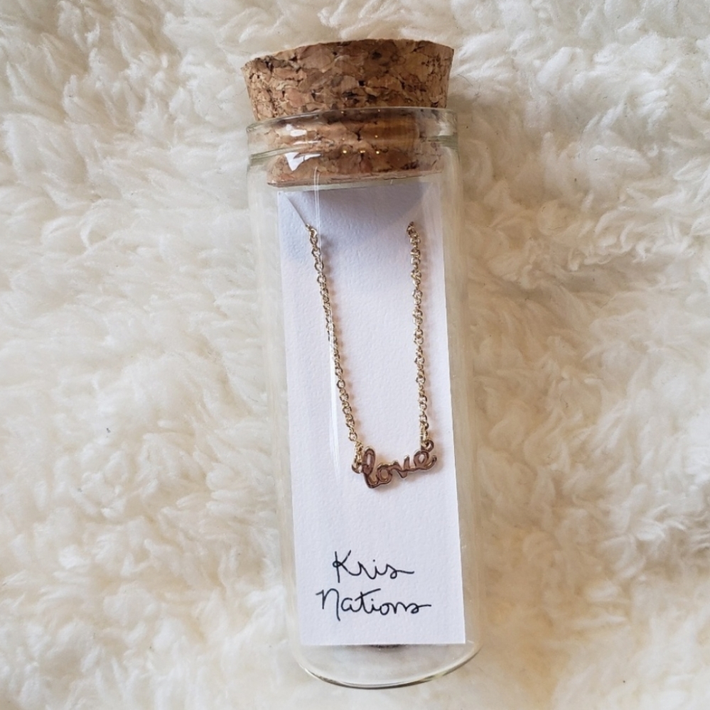 Kris Nations Cursive LOVE Charm Necklace NWT